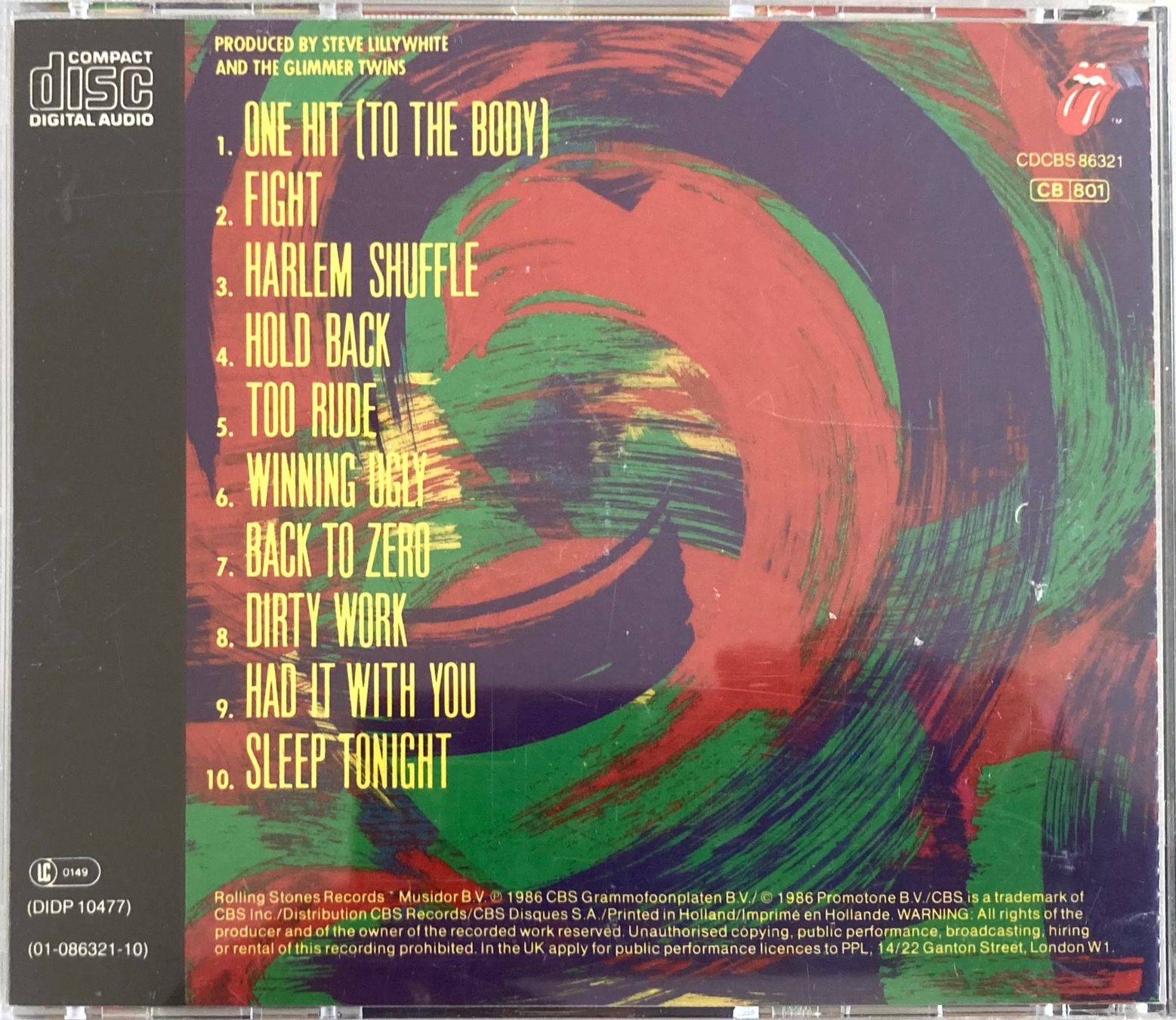 CD: THE ROLLING STONES - DIRTY WORK – Usato da Poliez-Pittet venduto da Newtown-Records 1