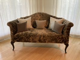 Elegantes 2-er Sofa in Samtstoff, Vintage Look, Top Zustand!
