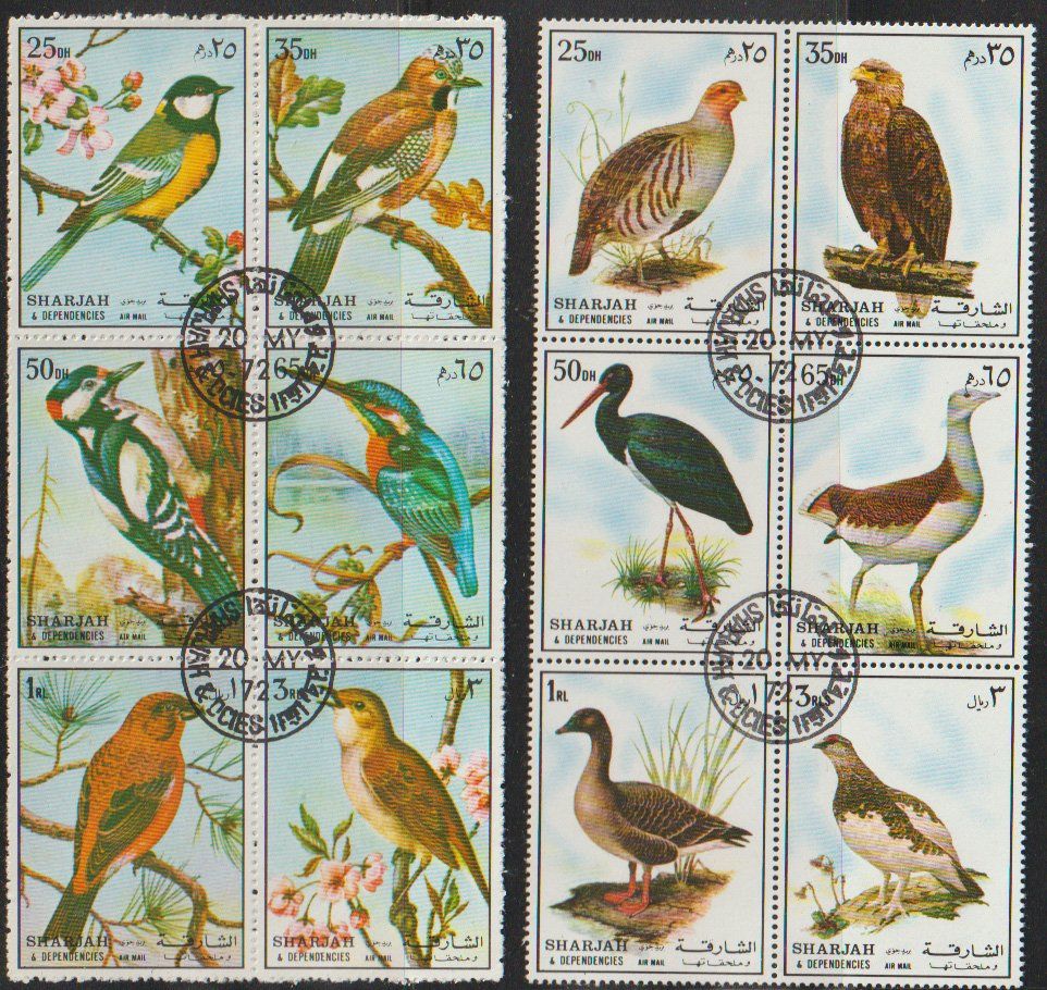 Alle Briefmarken: Blocs Sharjah oiseaux 1971 complet – Gebraucht aus Crans-Montana von kira56
