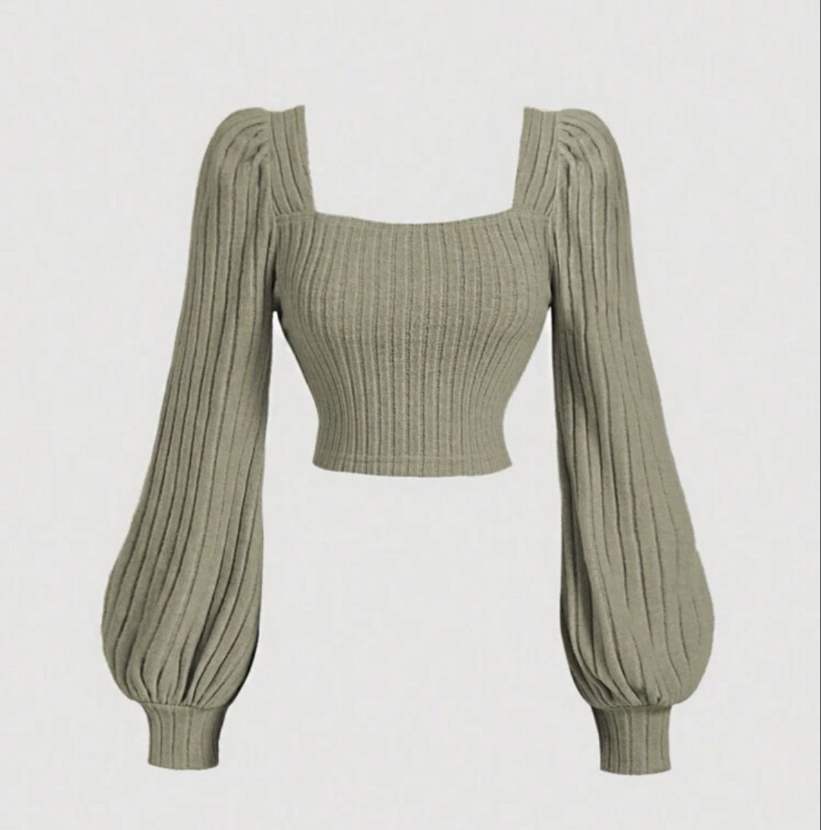 Shein Maglioni & Felpe: Damen Pullover gerippt oliv mit Puffärmeln neuwertig – Usato da Frenkendorf venduto da lrhggrty
