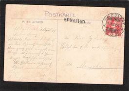 Stabstempel St.Gallen mit kleinem t auf AK , selten !