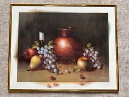 Dekoratives Früchte Stillleben, gerahmt, signiert N. Dexter