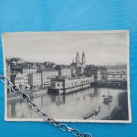 Stadt Zürich mit Limmatquai und Grossmünster 1933