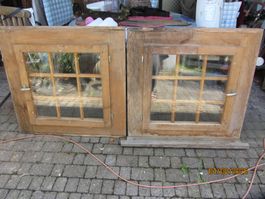 2 Doppelverglasungsfenster mit Rahmen + Fensterbänken Eiche