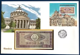 1987 Rumänien Banknoten Brief mit Block Banknote