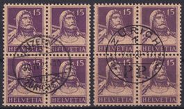 Nr. 128 Tell, verschiedene Nuancen, Stempel Luzern + Zürich