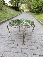 Table basse vintage 50’ - fer forgé et plateau miroir