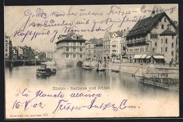 AK Zürich, Rathaus und Rüden, 1902
