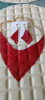 Red Mesh Necklace & Earring Set - Statement Jewellery!