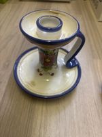 Portacandele in ceramica decorato a mano usato