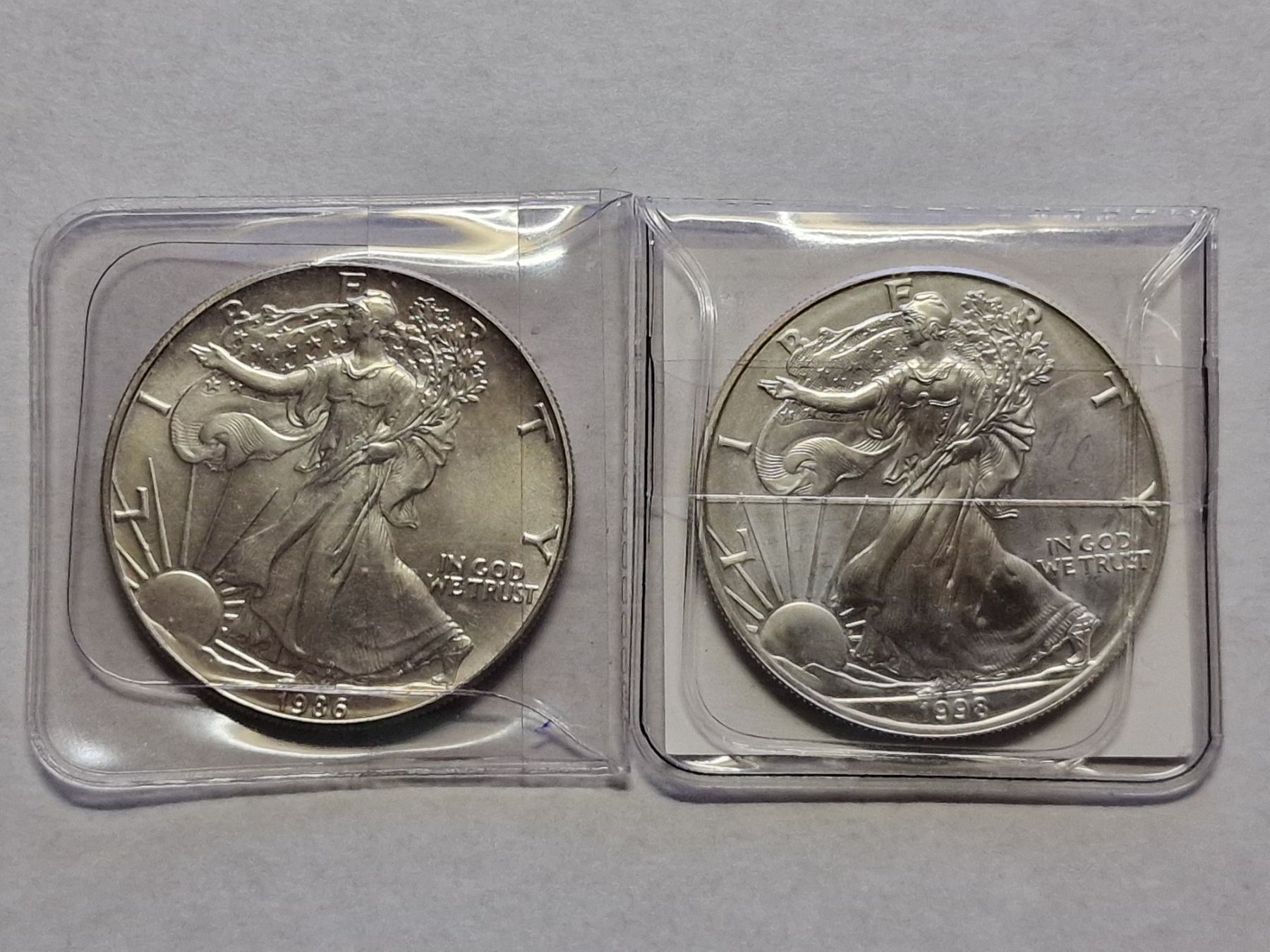 Tutti le monete: 2- Unze Silber American Eagle 1986/1998. – Usato da Zürich venduto da Moreira01 3
