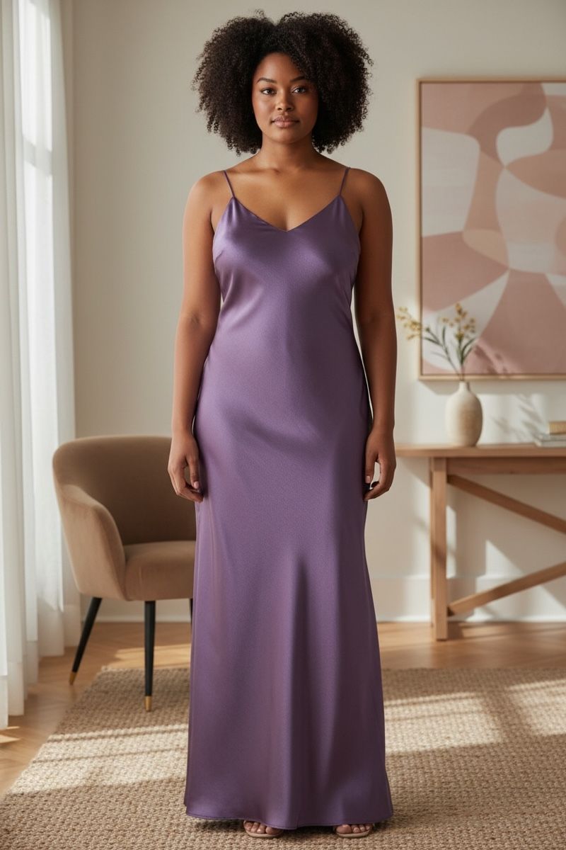 Vestiti: Élégante robe longue satinée violette, taille M – Nuovo (secondo la descrizione) da Vuisternens-Romont venduto da gol_xp6p 2