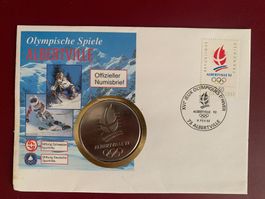 JEUX OLYMPIQUES ALBERTVILLE 1992- Lettre 1er Jour & Médaille