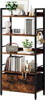 Bücherregal 5 Ebenen mit 2 Schubladen Standregal Holz