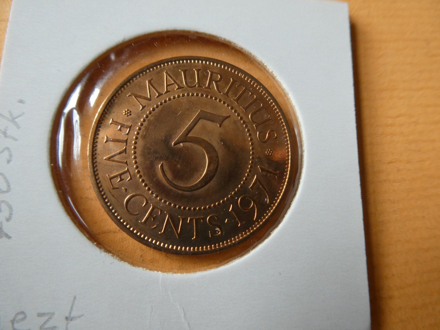Alle Münzen: Mauritius 1971,  5 Cents   PP. – Gebraucht aus Hinterforst von Rohusri 1