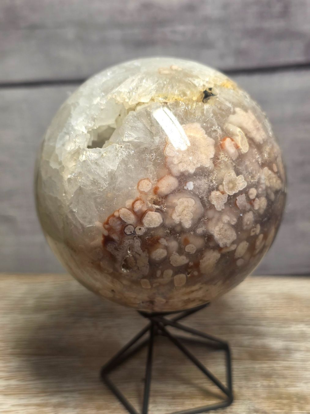 Minerali & Pietre curative: Blumenachat Kugel mit Druse 86mm 845g – Nuovo e nell'imballaggio originale da Matzingen venduto da Shay_Crystalz 1