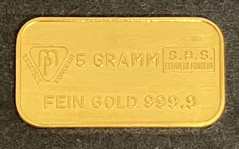 Metalli preziosi: GOLD BARREN 5g SBV *SELTEN* – Nuovo (secondo la descrizione) da Oberwil BL venduto da SALOB