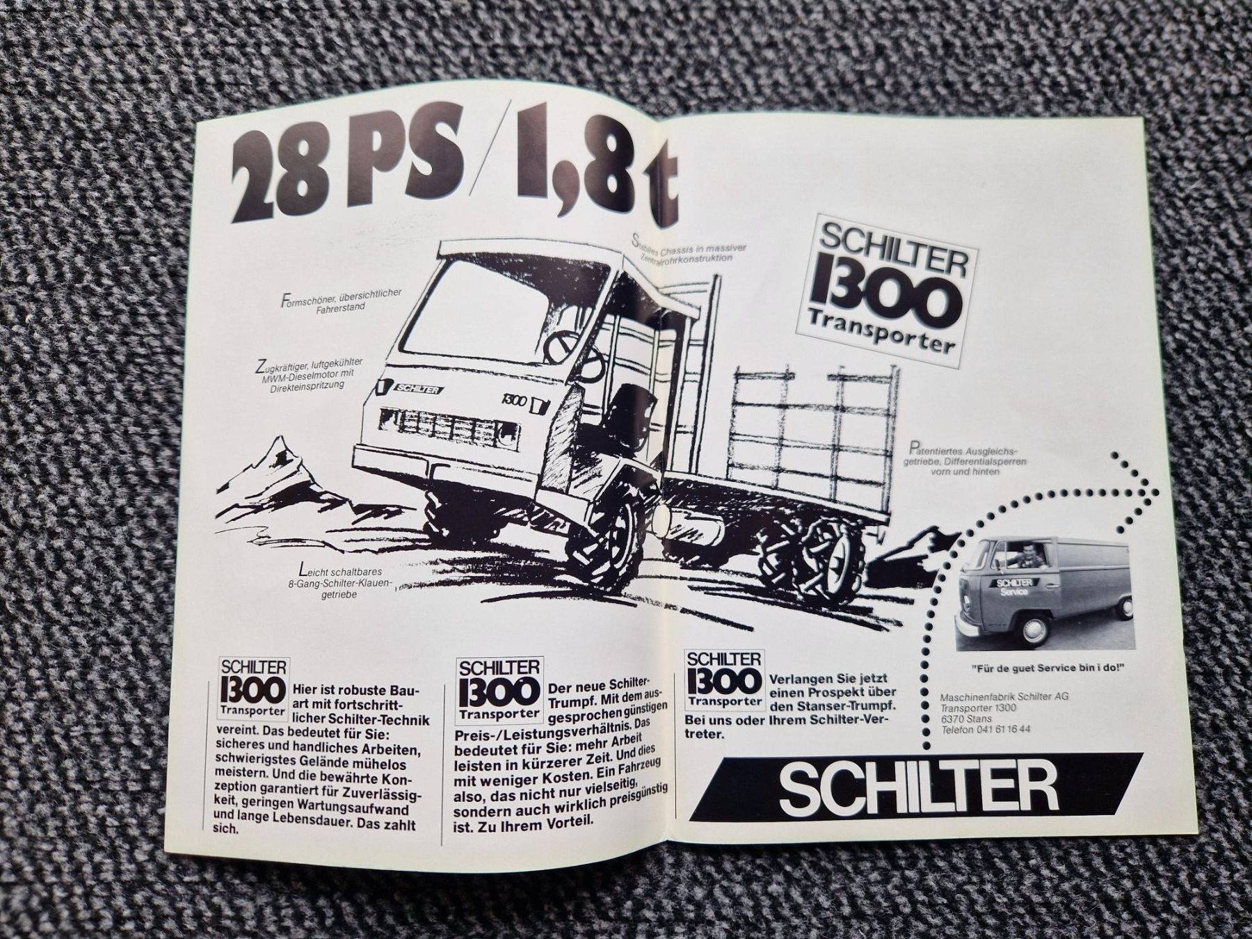 Schilter Trattori: Original Prospekt Schilter 1300 Transporter – Usato da Dürnten venduto da Bachtel84 1
