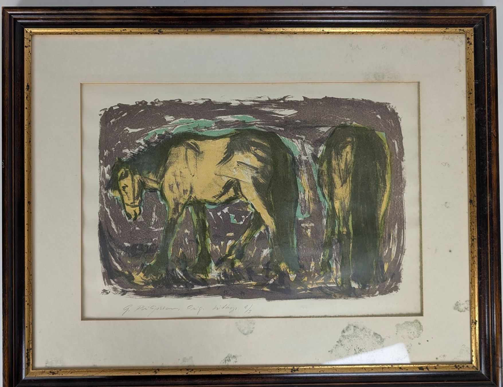 Gemälde: Gemälde Druckgrafik mit 2 Pferde – Gebraucht aus Wettingen von Wendemarket