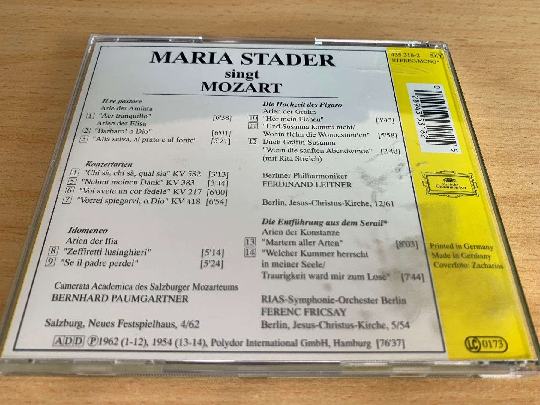 CD: MARIA STADA - Singt Mozart – Usato da Rikon im Tösstal venduto da Alpenmutz 1