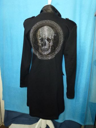 KURZMANTEL MANTEL GR 38 SKULL NIETEN KUNSTLEDER NEU SCHWARZ