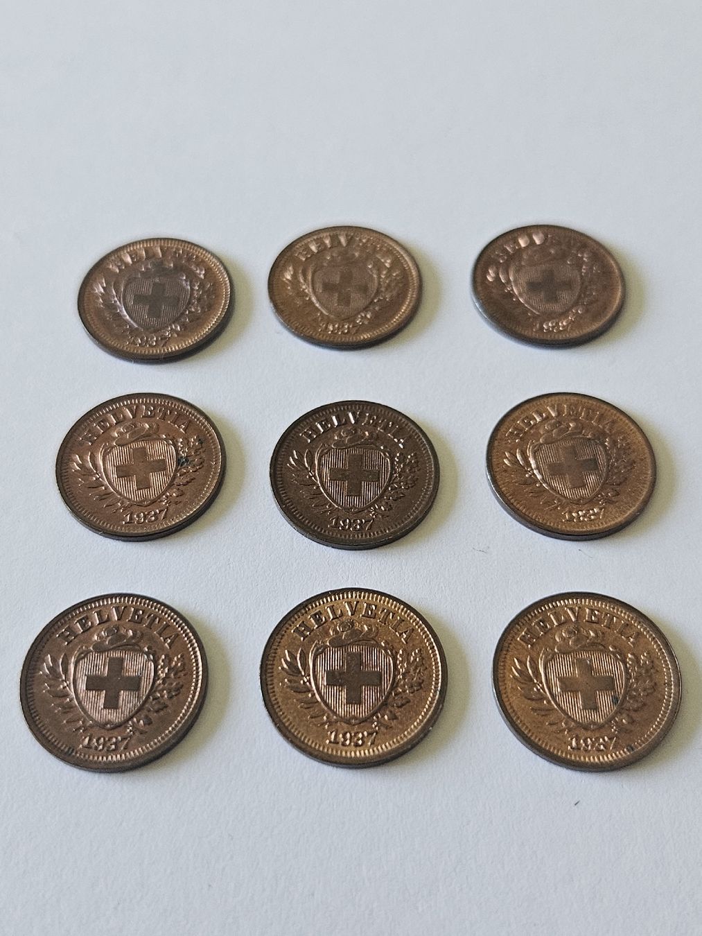 Tutti le monete: 1 Rappen 1937, 9 stk. – Usato da Pfäffikon ZH venduto da Melibol