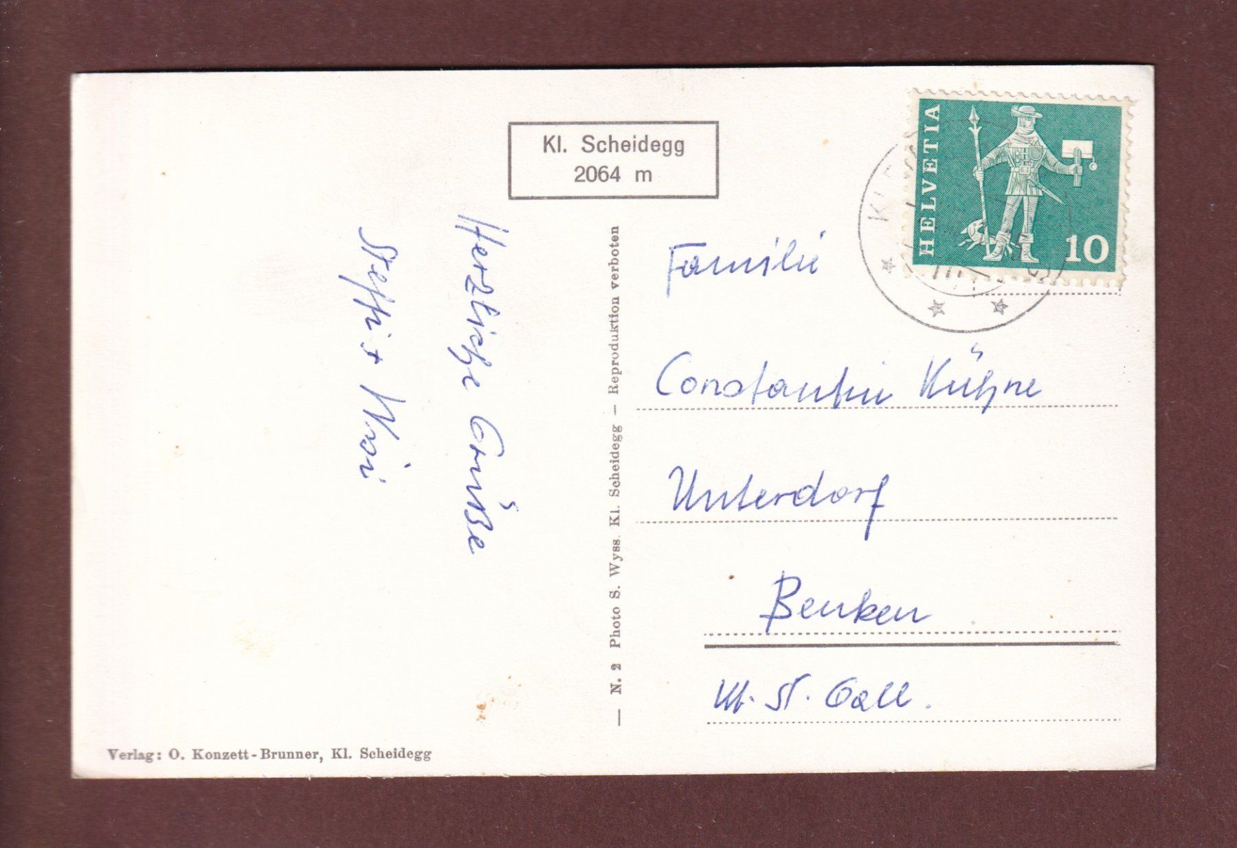 Cartoline postali: KLEINE SCHEIDEGG - Mönch - 1961 – Usato da Pully venduto da nicecards 1