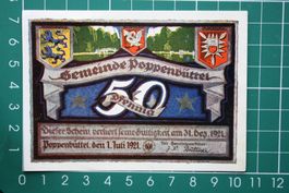 currency  germany gemeinde poppenbüttel 50 pfennig 1921