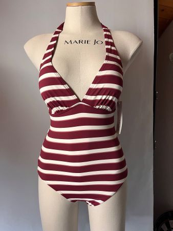 ESPRIT, Badekleid, Grösse 40, Farbe Rot/Weiss