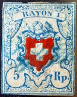 CH Rayon I - 5Rp - SBK 17II - Type 16 - Befund Basel
