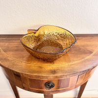 Apfel-förmige Schale aus bernsteinfarbenem Glas Italien Deko