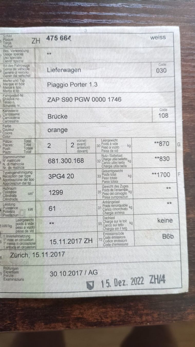 Piaggio Veicoli commerciali: Piaggio Porter 1.3 Jahrgang 2017 – Usato da Buchs AG venduto da linh1990 5