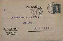 A. Froehlich, Stickgarnzwirnerei, Wiesenthal, Dietikon, 1920