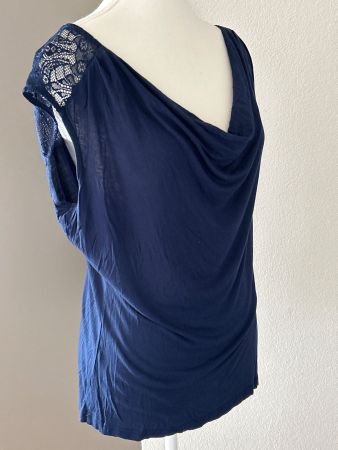 Shirt mit Wasserfallkragen blau von ANNA FIELD Gr. 38