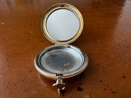 Vintage Estée Lauder Puderdose mit Spiegel, Metall, graviert