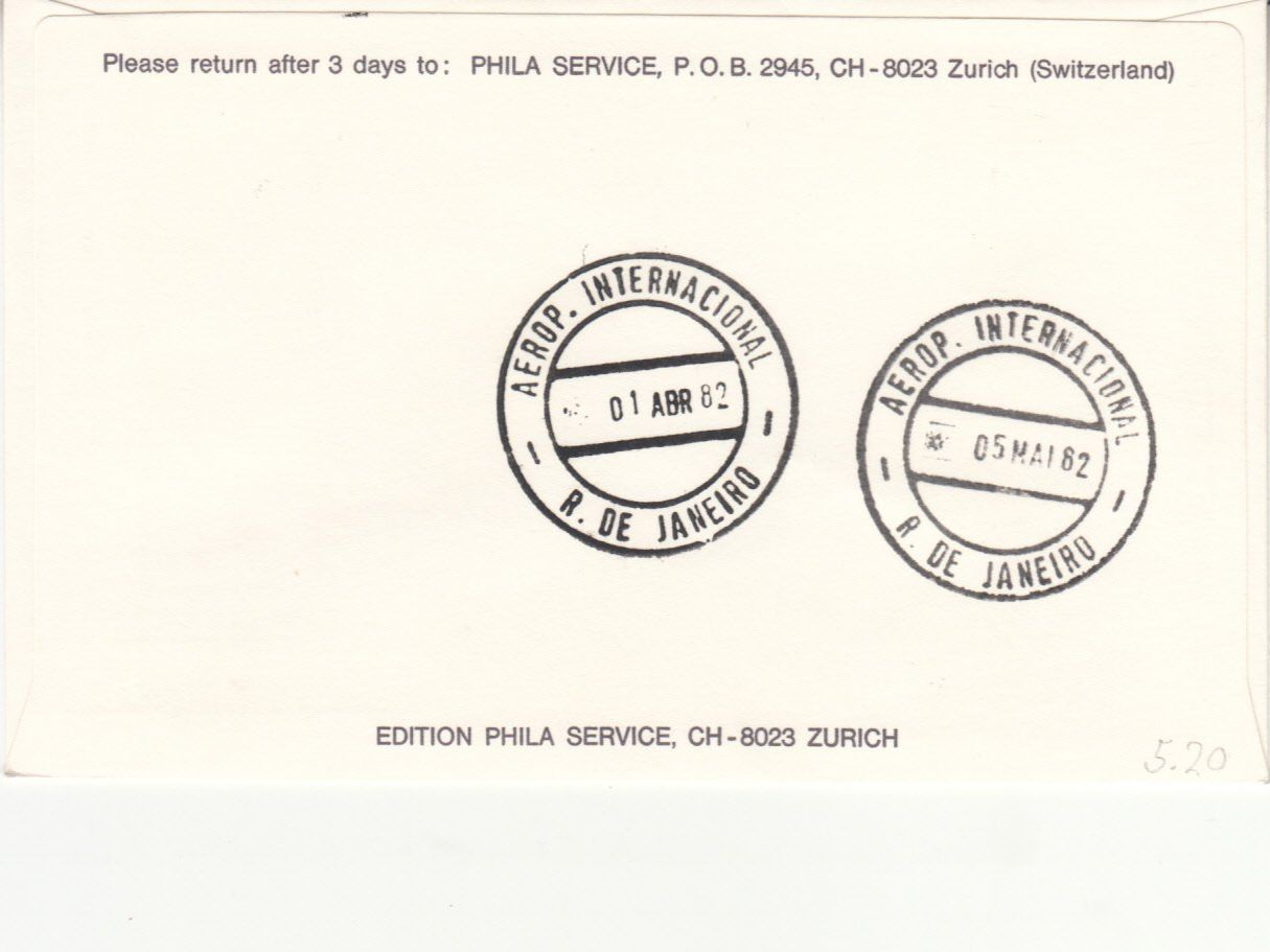 Alle Briefmarken: SLH RF 82.4 a  Genève-Rio de Janeiro – Gebraucht aus Bürglen TG von StampGraf 1