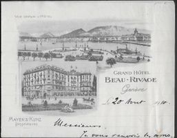 1910 Briefkopf LITHO Grand-Hotel Beau Rivage Genève ab 1.-
