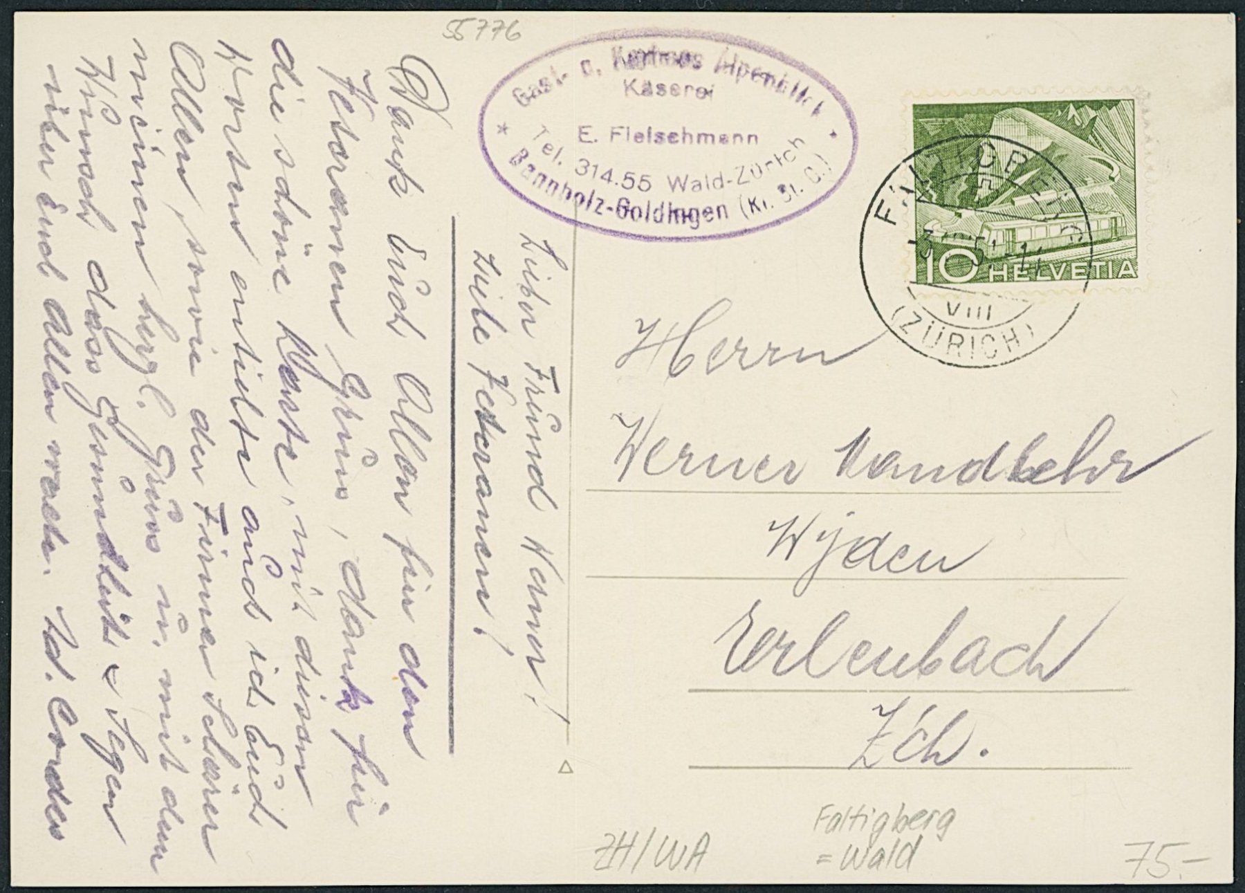 Cartoline postali: ZH Faltigberg - Wald – Usato da Schindellegi venduto da masutka7 1
