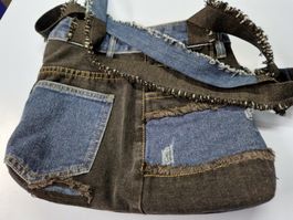 Sac jeans patchwork noir / bleu UNIQUE