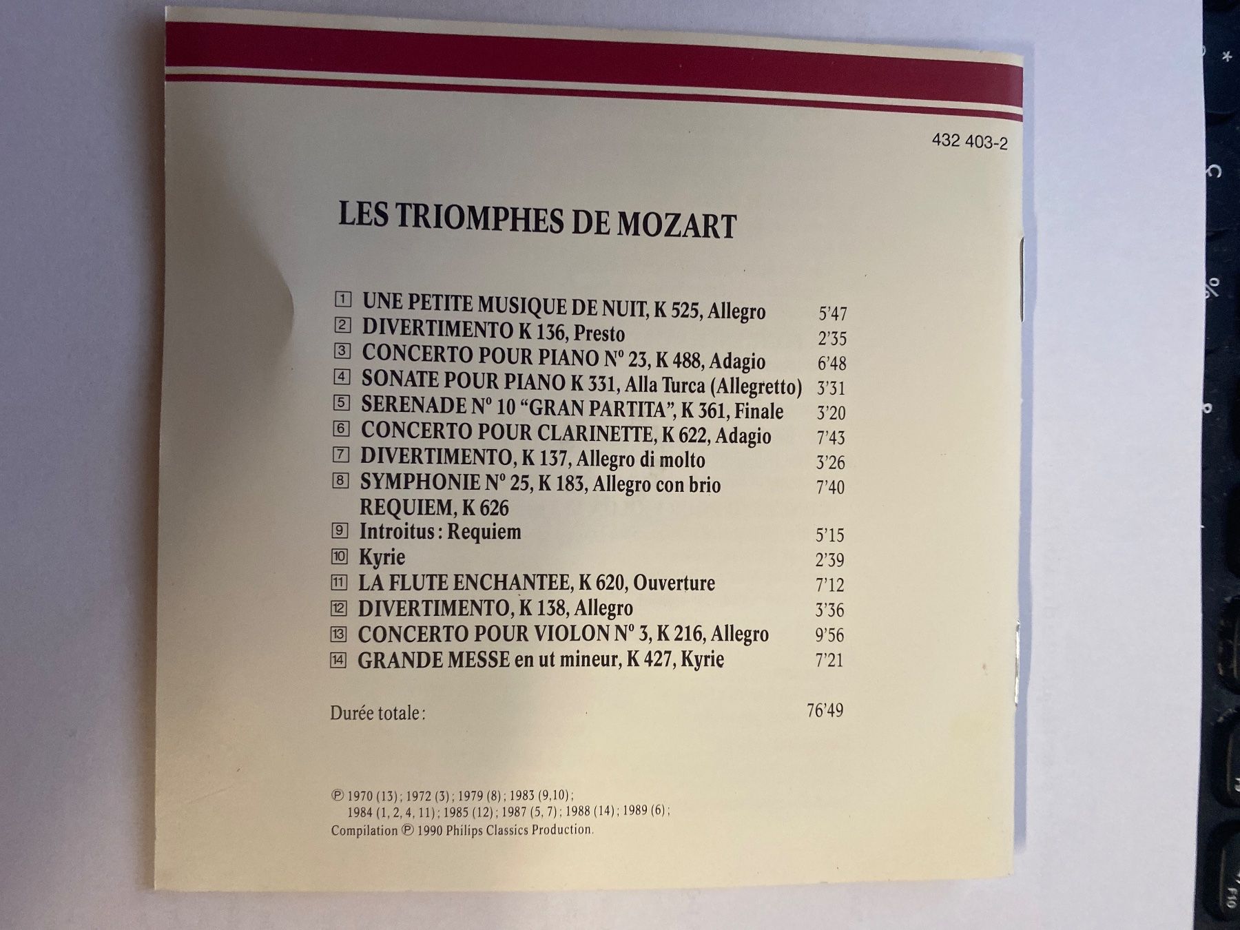 CDs: CD Les Triomphes de Mozart - Philips Classique - – Gebraucht aus Le Brassus von cinema13 1