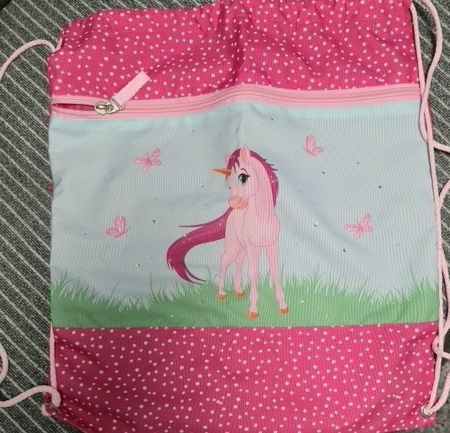 Einhorn Turnbeutel, pink mit Pünktchen - ideal für den Sport