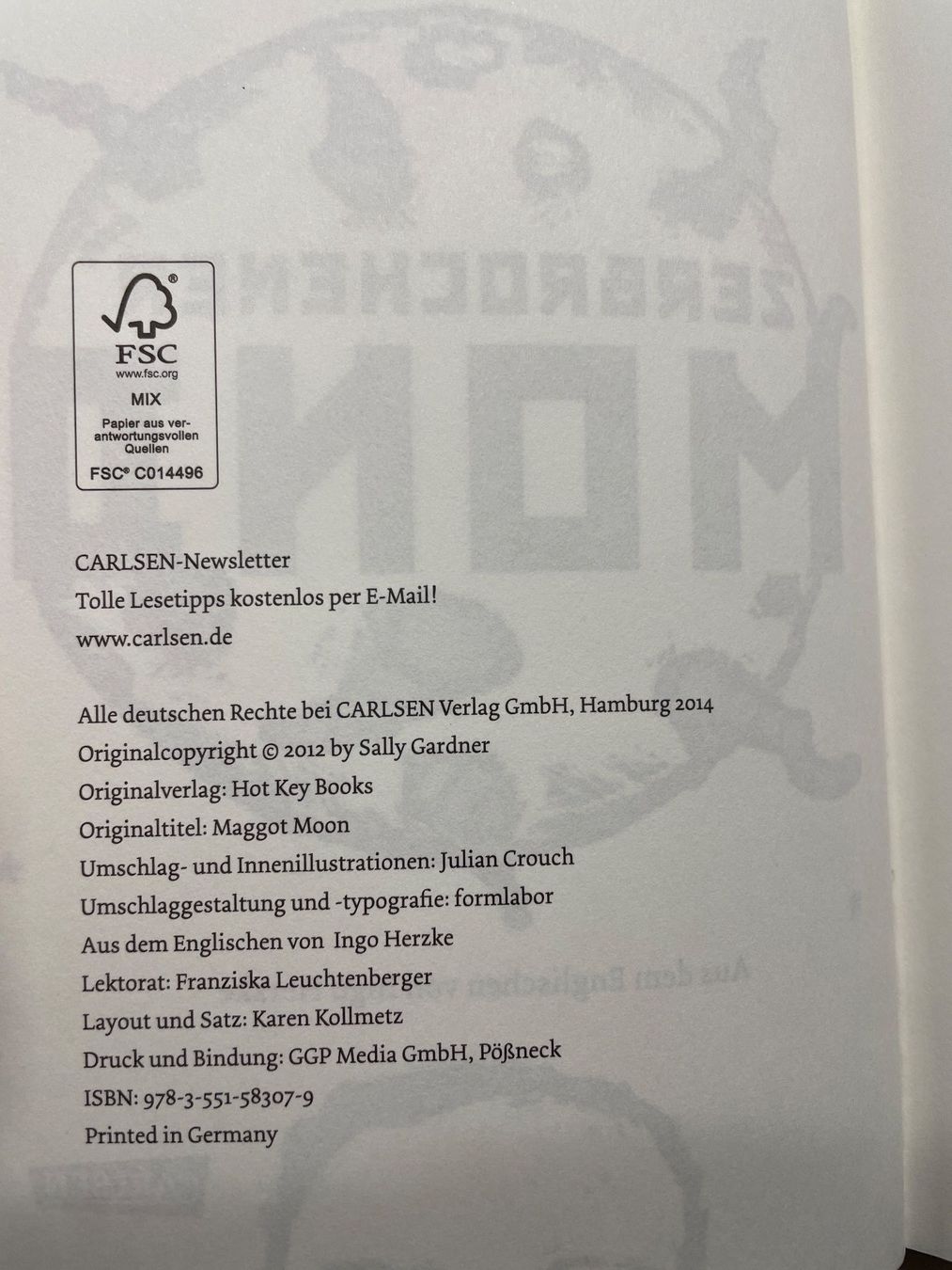 Libri: SALLY GARDNER - Zerbrochener Mond (2012) – Usato da Frasnacht venduto da GracyStore 2