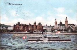Zürich // Dampfschiff Alpenquai // 1908 // Zürichsee