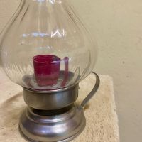 Gemütliche Zinnlampe mit Glasl, Vintage Look!