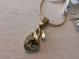 zierlicher 18Kt. GG Anhänger mit Turmalin u. Diamanten