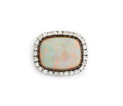Spille & Fermagli: Antike Tuch Brosche mit Opal & Diamanten – Usato da Menziken venduto da Atelier_Bruendler