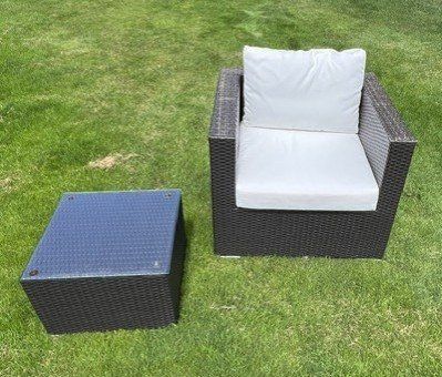 Sessel: Gartensessel / Lounge  / Rattansessel mit Beistelltisch – Gebraucht aus Unterentfelden von Space463 3