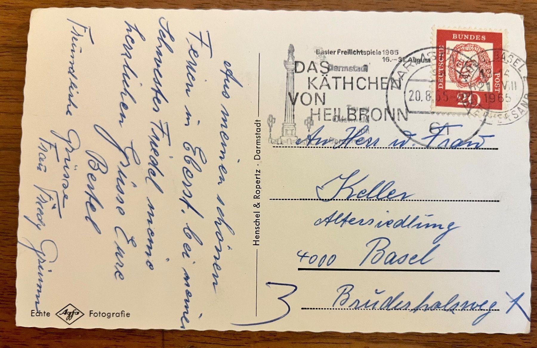 Ansichtskarten: Darmstadt, Multiview, gelaufen 1965 – Gebraucht aus Basel von so1_nf6l 1