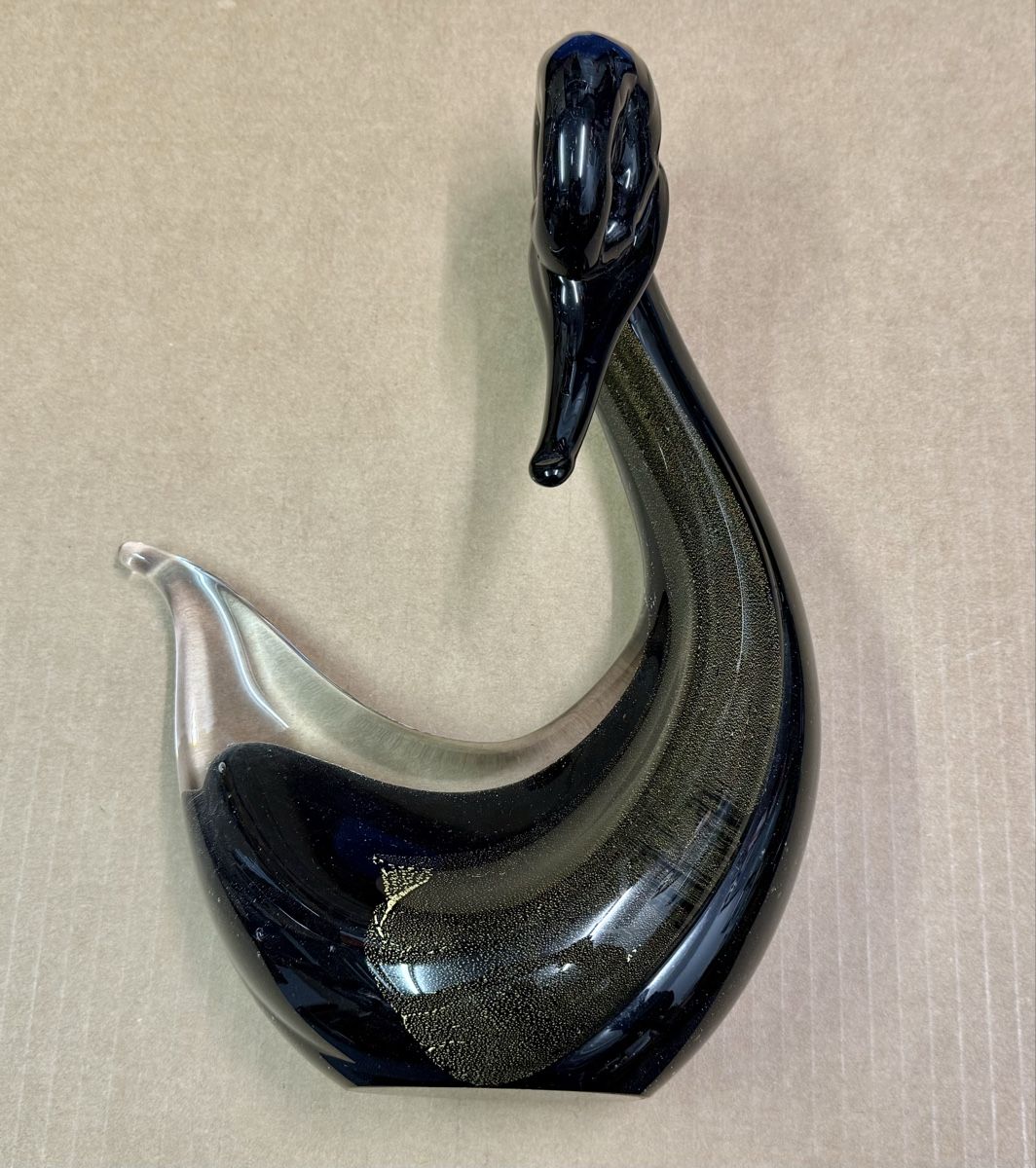 Murano Statuette: Murano Glas-Schwan, glänzend – Usato da Zürich venduto da daki81