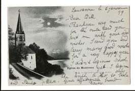 AK 1899 Eglise de Montreux / Lausanne 😍 Mondschein ,wie neu
